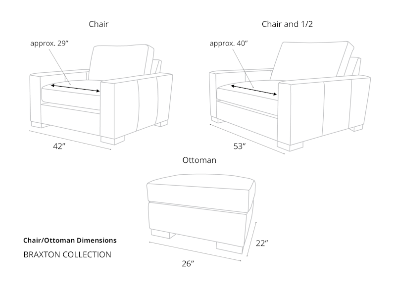 Braxton Classic Leather Furniture Standard Dimensions 2