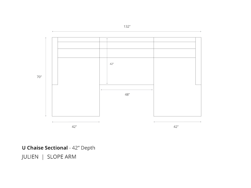 Diagram of the Julien Slope Arm U Chaise Sectional Sofa