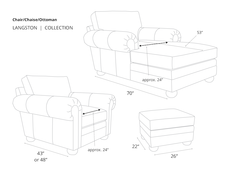 Langston Leather Furniture Dimensions Detail 2