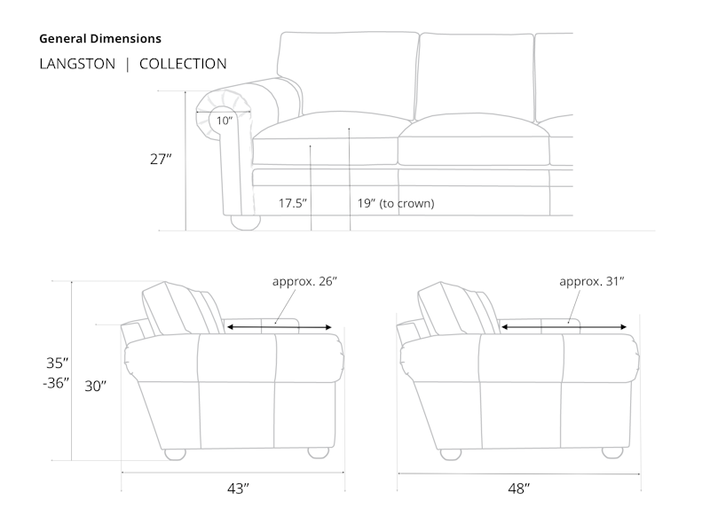 Langston Leather Furniture Dimensions Detail