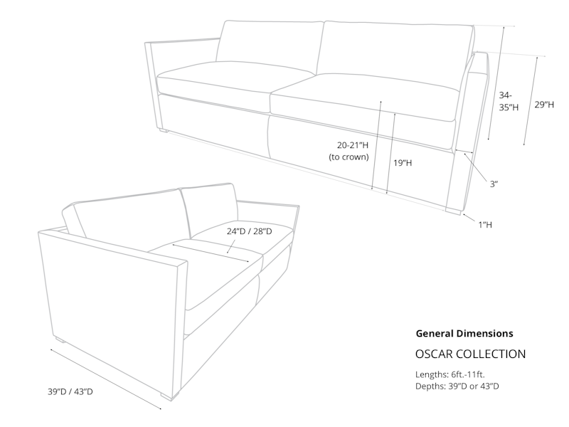 Oscar Leather Furniture Dimensions Detail