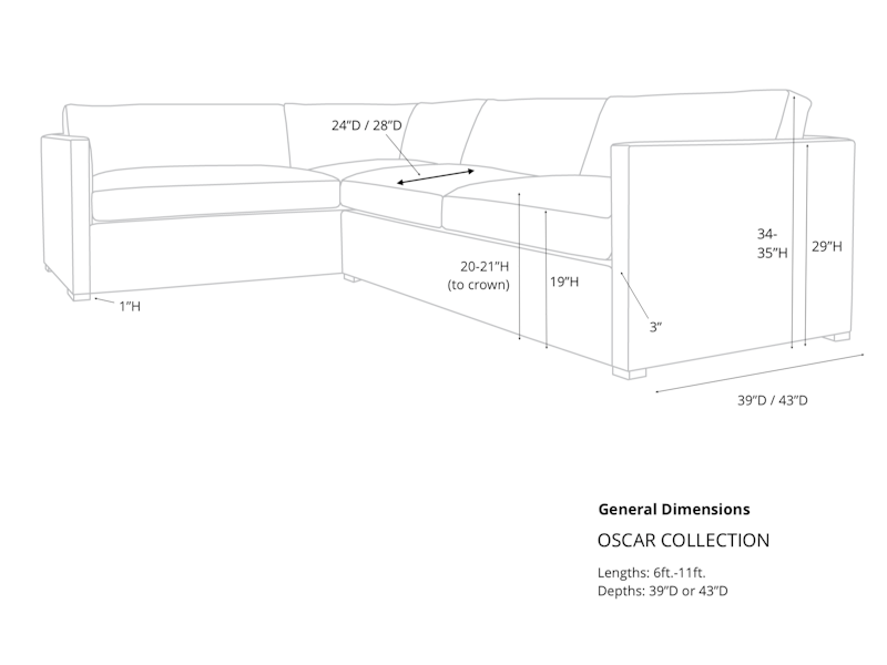 Oscar Leather Furniture Dimensions Diagram