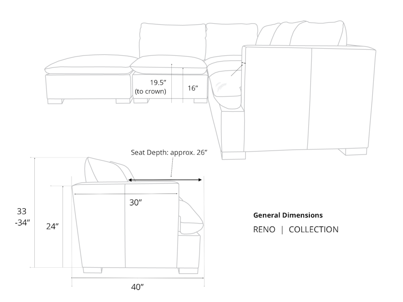 Reno Modular Sectional Dimensions Detail